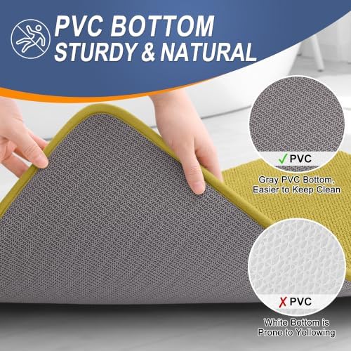 OLANLY Memory Foam Small Bathroom Rugs 24x16, Absorbent Mat, Deep Mustard - Image 4