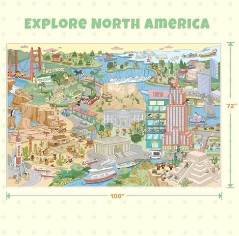 Large Kids Area Rug 6x9 – Interactive North America Map Carpet with States, Animals & Famous Landmarks – Soft Non-Slip Learning Area Rug for Kindergarten, School, or Bedroom Décor - Image 2