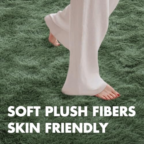 6x9 Ft Large Green Area Rug for Bedroom Living Room, Ultra Soft Fluffy Furry Rugs for Classroom Indoor Floor, Aesthetic Carpet for Kids Home Decor - Image 4