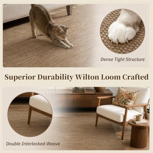 PADOOR-Outdoor Rug-Patio Rug 8x10 ft Polypropylene Indoor Outdoor Rugs Outdoor Carpet for Patio Deck Balcony Porch, Textured Weave, Durable for High Traffic, Fade-Resistant, Modern Neutral Brown - Image 4