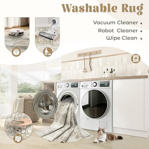 XLUEZ 8x10 Area Rugs for Living Room, Washable Modern Abstract Large Area Rug Neutral Soft Non Slip Kids Rug Stain Resistant Indoor Carpet for Bedroom Nursery Dining Room Playroom(BeigeBrown, 8'x10') - Image 2