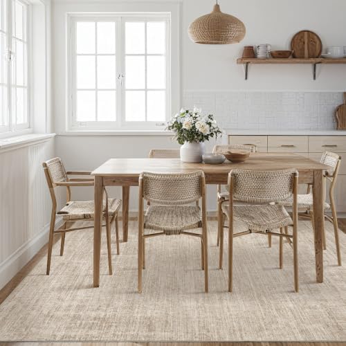Tortania Area Rug Living Room Rugs - 8x10 Washable Large Soft Neutral Boho Moroccan Bohemian Farmhouse Rug Indoor Floor Carpet for Bedroom Under Dining Table Home Office Decor - Warm Beige - Image 5