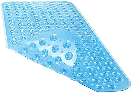 YINENN Bath and Shower Safety Mats 40x16 inch, Non Slip with Suction Cups for Bathroom Stall and Tub Floor, Extra Large and Machine Washable, Drain Holes Keep Bathtub Clean, Blue by YINENN
