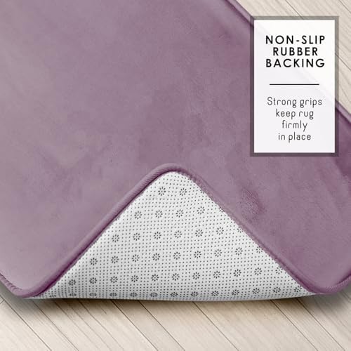 Clara Clark 2 Piece Bathroom Rugs, Velvet Memory Foam Bath Mat Set, Non-Slip Bath Rugs, Machine Wash, Dries Quickly, Ultra Soft Plush Bath Mats for Bathroom, 17 x 24 + Contour, Dusty Purple - Image 4