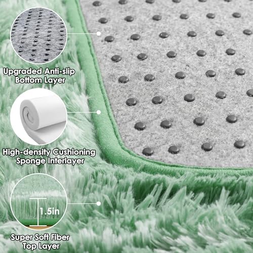 ONASAR Area Rug, 5x8, Sage Green and White - Image 4