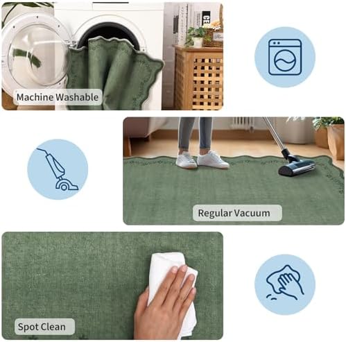 GarveeHome 3x5 Scalloped Washable Area Rug Non Slip Bedroom Entryway Rug - Image 6