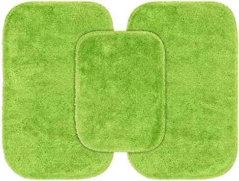 Garland Rug Traditional Nylon Washable Lime-Aid 3 Bath Rugs (17" X 24", 21" X 34", 21" X 34") - Soft, Absorbent, and Stylish for Your Bathroom by Garland+Rug