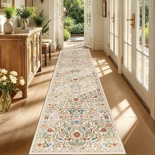 3x12 Floral Runner Rug for Kitchen Washable Hallway Runner Rug by NakedCloud