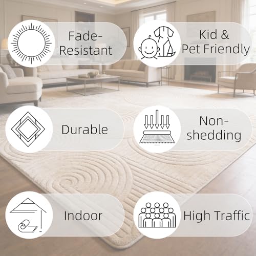 Brown Boho 8x10 Solid Color Area Rugs, Washable Rugs for Living Room - Image 4