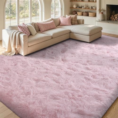 FinRèc Home 8x10 Non-Slip Fluffy Area Rugs for Living Room (Pink) by FinRe%CC%80cHome