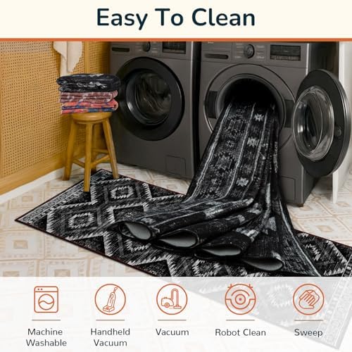 BESTSWEETIE 2'x6' Washable Area Rug for Living Room Runner Black - Image 2