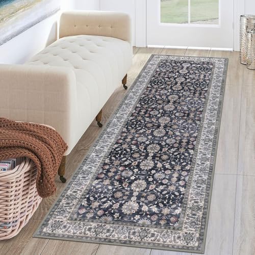 KUTA Vintage Washable Runner Rug, 2x6 Grey Black Beige Hallway Runner by KUTA
