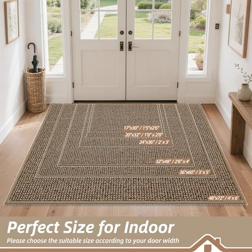 BEQHAUSE Dirt Trapper Door Mat 24" x 36", Non-Slip Washable Doormats, Beige - Image 2