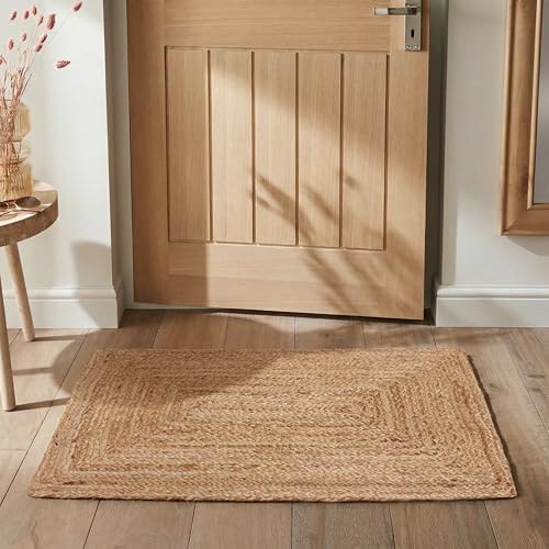 Hausattire Jute Braided Woven Kitchen Rug 2x3 Feet - Natural - Image 3