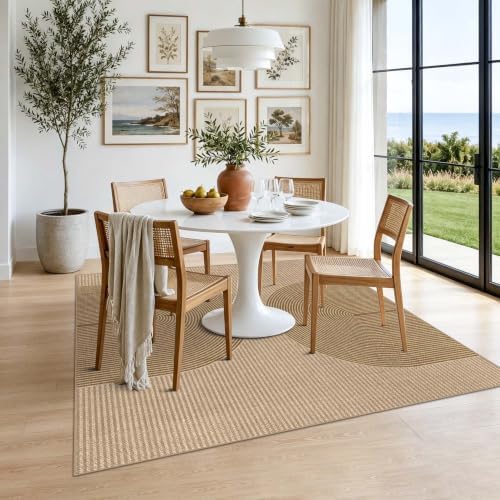 Easy Jute Rug for Pet Homes: 6x6 Outdoor Rug - Geometric Arch Pattern - Image 3