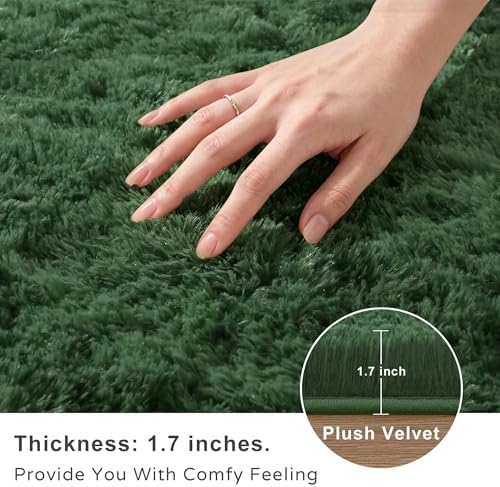 8x10 Ft Green Fluffy Area Rug for Living Room, Soft Washable - Image 4