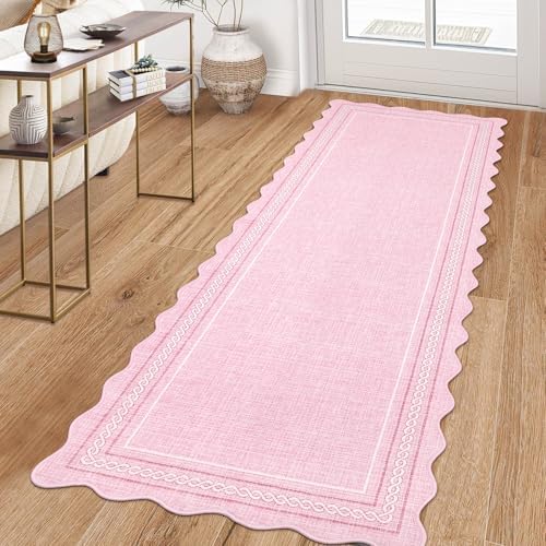 GarveeHome Scalloped Washable Rugs 2x6 Hallway Runner Non Slip Kitchen Rugs - Image 2
