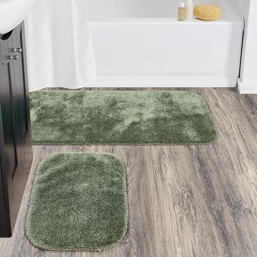 Garland Rug Traditional Nylon Washable Deep Fern 2 Bath Rugs (21" X 34", 22" X 60") - Soft, Absorbent, and Stylish for Your Bathroom - Image 2