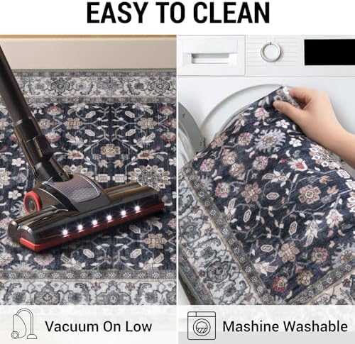 KUTA Vintage Washable Runner Rug, 2x6 Grey Black Beige Hallway Runner - Image 6