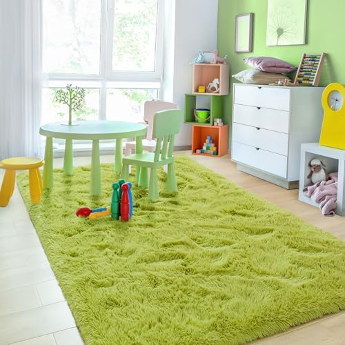 9x12 Extra Large Green Fluffy Area Rug Non-Slip for Living Room Bedroom - Image 5