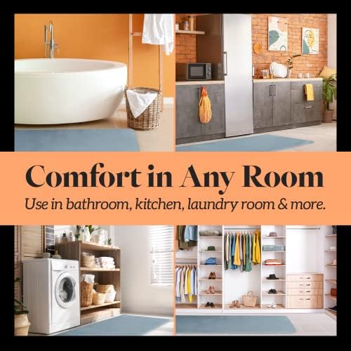 Memory Foam Bath Mat Non Slip Absorbent Super Cozy Velvet Bathroom Rug Carpet (22 inches X 42 inches, Smoke Blue) - Image 7