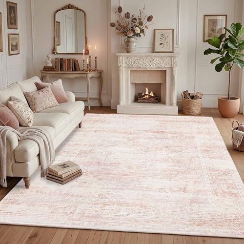 8x10 Area Rugs for Living Room Washable Large Pink Rugs Cute by LatteFog