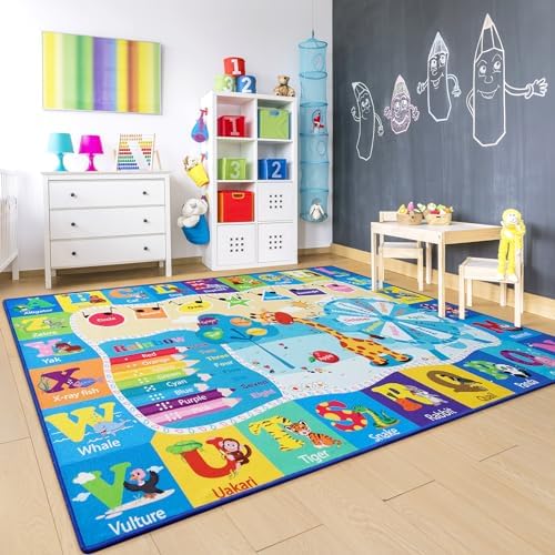 Chicrug 5x7 ABC Kids Rug for Classroom, Washable Non Slip Playroom Play Mat - Image 4