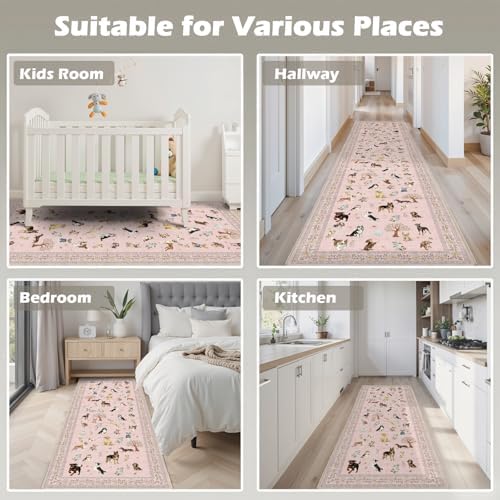 Pink Floral Hallway Runner Rug 2x8 for Bedroom Kitchen - Image 3