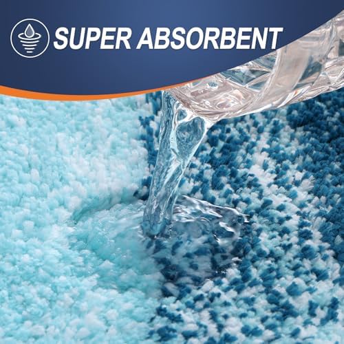OLANLY Micorfiber Bathroom Rug Set 2 Piece, Soft Bath Mats, Peacock Blue - Image 4