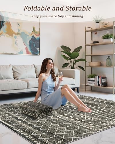 Miukiki 5x7 Washable Area Rug for Living Room, Soft Non Slip Rug Black - Image 5