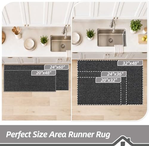 BEQHAUSE Kitchen Runner Rugs 20"x48", Kitchen Mats for Floor, Black - Image 2