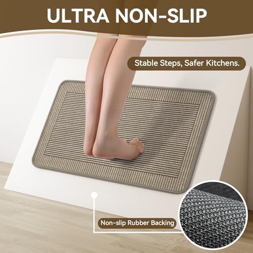 Kitchen Mats for Floor, Non Slip Kitchen Rugs, 17x47 Brown - Image 3
