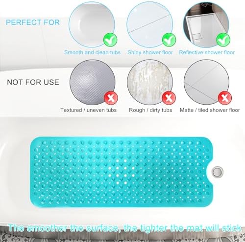 Sheepping Baby Bath Mat Non Slip Extra Long Bathtub Mat for Kids 40 X 16 Inch - Eco Friendly Bath Tub Mat with 200 Big Suction Cups,Machine Washable Shower Mat (Green) - Image 2