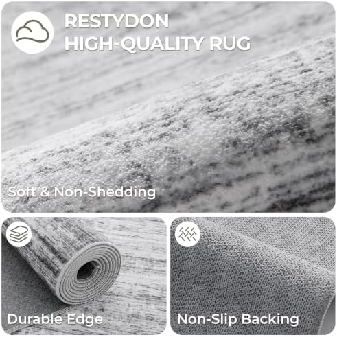 2x6 Runner Rug Non Slip,Washable Hallway Runner Rug,Grey - Image 7