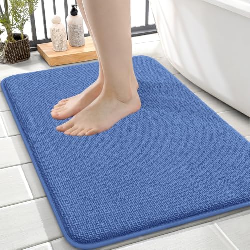 OLANLY Memory Foam Small Bathroom Rug 24x16, Absorbent Mat, Cornflower Blue by OLANLY