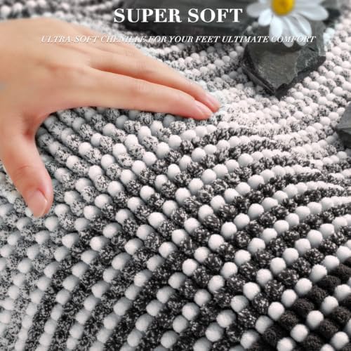 BSICPRO Large Chenille Bathroom Rugs, 24x36 Striped Bath Mats, Grey - Image 2