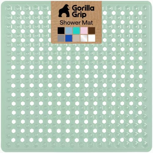 GORILLA GRIP Square Shower Stall Mat, Bathtub Floor Mat, 21x21 Mint Opaque by GorillaGrip