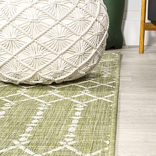 JONATHAN Y Moroccan Geometric Indoor Outdoor Runner Rug 2X8 Light Green/Cream, Ourika Textured Weave for Backyard, Patio, Porch, Easy-Cleaning, High Traffic, Pet-Friendly, Non-Shedding SMB108N-28 - Image 4