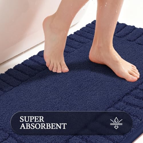 Pauwer Bathroom Rugs Sets 2 Piece, Non Slip Plush Bath Mats, Dark Grey - Image 4