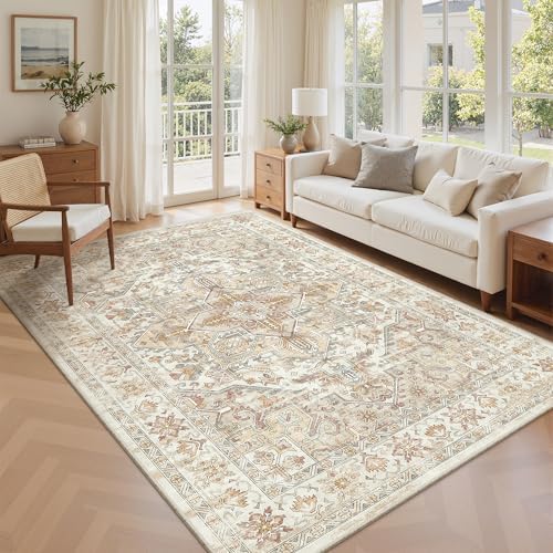 zesthome 5x7 Area Rugs for Living Room,Large Washable Rug,Orange by Zesthome