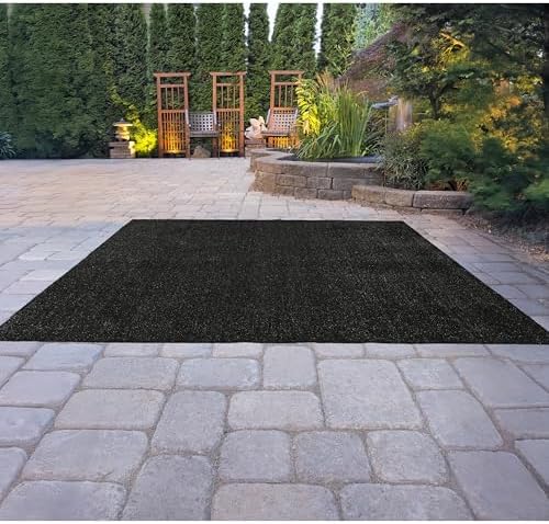 Garland Rug Artificial Grass 9 ft. x 12 ft. Large Indoor/Outdoor Area Rug Black -Lush Black, Durable, and Low-Maintenance for Patios, Lawns, and More - Image 2