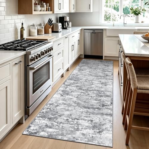 3x8 ft Wide Rug Runners for Hallways Non Slip, Kitchen Runner Rug, Gray - Image 2