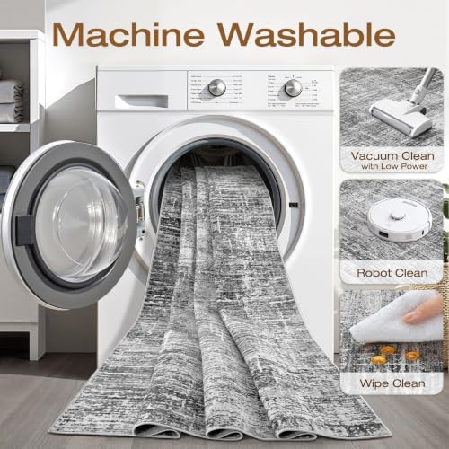 LOONGRUG 10x14 Area Rugs Washable Neutral Modern Rug for Living Room Black - Image 2