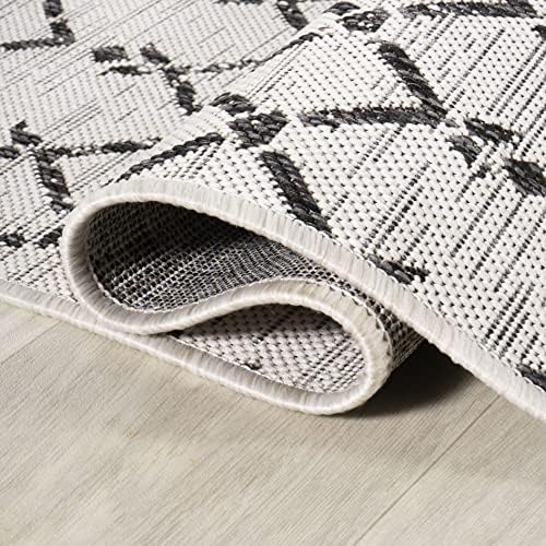 JONATHAN Y Moroccan Geometric Indoor Outdoor Area Rug 10X14 Cream/Black, Ourika Textured Weave for Backyard, Patio, Porch, Easy-Cleaning, High Traffic, Pet-Friendly, Non-Shedding (SMB108I-14) - Image 6