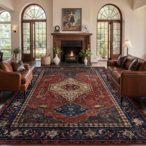 Tangsoo Red Oriental 6x9 Washable Area Rugs for Living Room, Non Slip by Tangsoo
