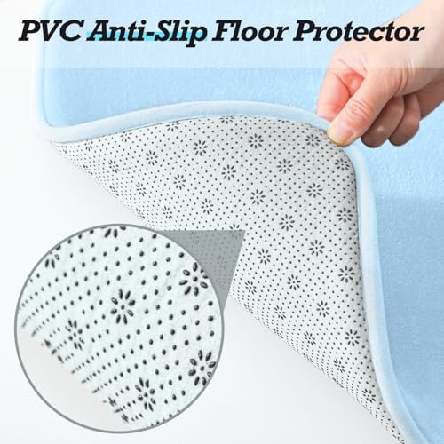 HUXMEYSON Bathroom Rugs Sets 2 Piece, Non-Slip & Quick Dry Bath Mat Set, Ultra Soft Velvet Bath Rugs for Bathroom, Toilet and Shower Floor, Light Blue - Image 3