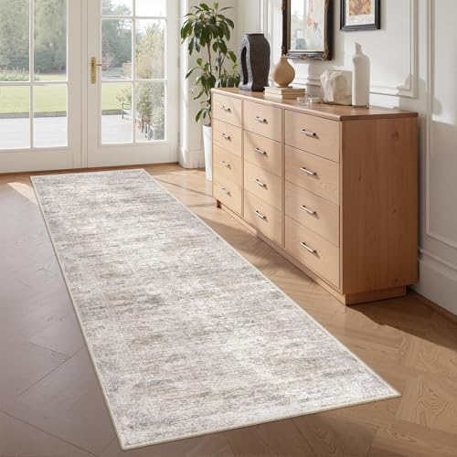 2x6 Runner Rug Non Slip,Washable Hallway Runner Rug,Taupe by Restydon