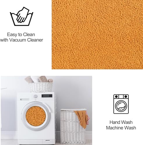 FlyDOIT Area Rugs for Bedroom Living Room, 5x8 Orange Super Soft Comfy Thickened Memory-Foam Indoor Carpets, Modern Aesthetic Minimalist Carpet for Boys Girls Adults Apartment Nursery Home Décor - Image 6