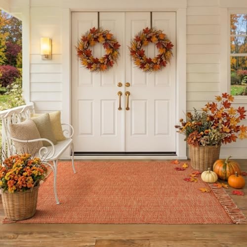 Collive 3' x 5' Fall Terracotta Indoor Outdoor Rug Farmhouse Entryway Rugs by Collive