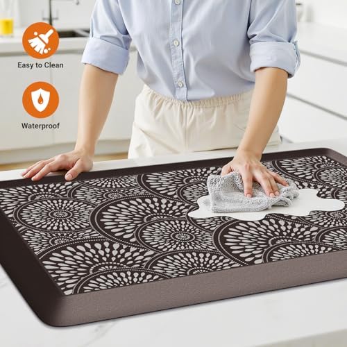 Mattitude 4/5 Inch Kitchen Mat, 17.3x28in Heavy Duty Ergonomic Comfort Foam Standing Desk Mat, Waterproof Non-Slip Standing Mats and Rugs for Kitchen, Office, Chocolate - Image 5